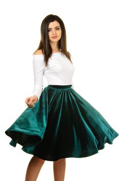 "Circle skirt is made from velvet which perfectly that drape well. Straight away this skirt makes you look classy and fabulous. Belt elastic waistband adorns the skirt, highlights the waist and elastic allows you to wear plus size. The length of her skirt is 24'' (60cm) Note: - please make the measurements before placing an order to ensure the correct size MEASUREMENTS - Waist -- Measure around the natural waistline. AT CHECKOUT: Please enter size, measurements, any design changes you request, i Green Midi Pleated Skirt For Party, Green Fitted Pleated Skirt For Party, Green Pleated Skirt For Party, Green A-line Skirt For Party, Green Flared Skirt For Formal Occasions, Green Flowy Formal Skirt, Formal Green Flowy Skirt, Green Midi Skirt Dress For Party, Green Skirted Dress For Party