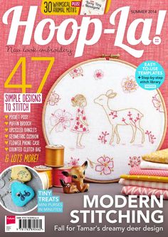 the front cover of hoop - la magazine with embroidery and crafting supplies on it