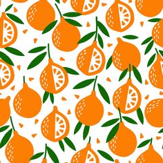 oranges and leaves on a white background