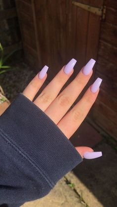 Plain Acrylic Nails, Solid Color Acrylic Nails, Light Purple Nails, Violet Nails, Lilac Nails, Purple Acrylic Nails, Plain Nails, Solid Color Nails, Lavender Nails