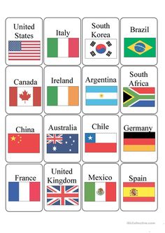 the flags of all countries are shown in this printable puzzle game, which is part of