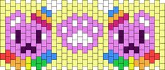 the pattern is made up of squares with different colors and shapes on them, including one in