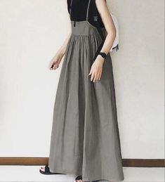 Sku CY-!124523 Material Cotton Blend Style Loose Feature Pleated Suspenders Neckline / Occasion Going out , Casual , Stylish Seasons Spring ,Summer Type Maxi Dress Color Beige，Black，Khaki，Grey，Green，Dark Blue Size One Size Size Chart: Please consult the size chart we provide for this item's measurements to help you decide which size to buy. Please note: There may be 1-3cm differ due to manual measurement. CM Bust Waist Sleeve Length One Size / / / 125 High Waist Skirt, Suspender Skirt, Camisole Dress, Gray Skirt, Green Skirt, Fashion Mode, Custom Dresses, Linen Dresses, Types Of Skirts