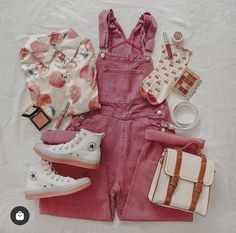 Aesthetic Fits, Clothes Aesthetic, Outfits With Converse, Raspberry Pink, Lemon Meringue, Denim Overalls, 80s Fashion