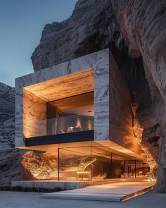 an unusual house built into the side of a mountain