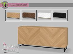 the sideboard is made out of wood and has three different color options for it