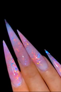 Pink Nails Long, Scary Nails, Matte Pink Nails, Stilleto Nails Designs, Opal Nails, Henna Nails, Encapsulated Nails, Coffin Nails Matte