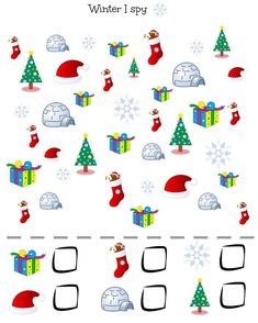 a christmas themed worksheet with santa hats and stockings