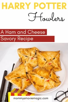 harry potter's food and cheese savory recipe on a plate with glasses