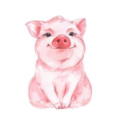 Watercolor Pig Fabric Panel - Pink - ineedfabric.com Pig Fabric, Pig Png, Flying Pigs, Pig Drawing, Pig Stuff, Funny Pigs, Baby Painting