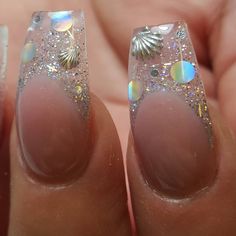 Nuni Torres (Kissimmee FL) (@nunis_nails) • Instagram photos and videos Aquarium Nails, Seashell Nails, Encapsulated Nails, Mermaid Nails, Glass Nails, Beautiful Nail Designs, Fancy Nails