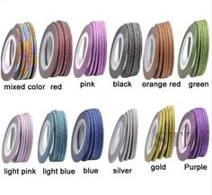 $2.49 2mm Laser Nail Art Striping Tape Line Shimmer Nails Tips Sticker | BeautyBigBang Shimmer Nails, Nail Shimmer, Nails Tips, Nail Stuff, Rhinestone Nails