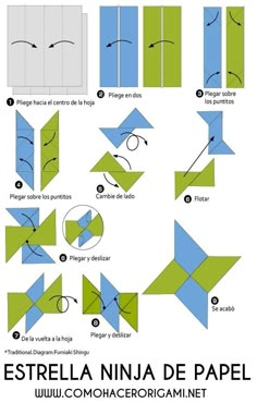 how to make an origami bird with pictures on the side and instructions in spanish