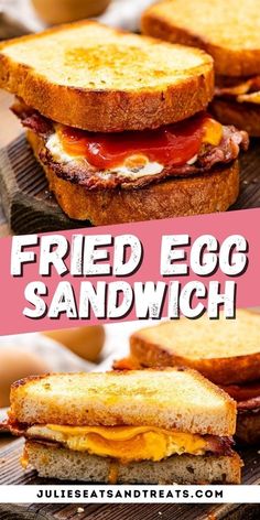 fried egg sandwich with bacon and cheese on toasted bread is an easy lunch idea