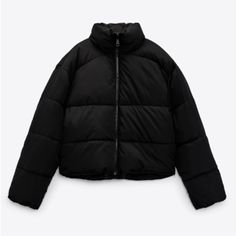 Brand New With Tags Attached! No Flaws, From A Smoke Free Pet Free Home! Zara Puffer Jacket, Zara Puffer, High Collar Jacket, Short Puffer Jacket, Cropped Puffer Jacket, Faux Leather Biker Jacket, Zara Jackets, Zara Woman, Down Coat