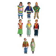 a group of children's clothes are shown in different styles