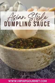 dumpling held by chopsticks about to be dipped into a black sauce Sauce For Dumplings Dipping, Dumpling Dipping Sauce Recipes, Soup Dumpling Dipping Sauce, Dipping Sauce For Dumplings, Sauce For Potstickers Easy, Chinese Dumpling Sauce, Chinese Dumpling Sauce Recipe, Chinese Chicken Dumplings