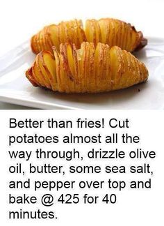 two pieces of potato sitting on top of a white plate