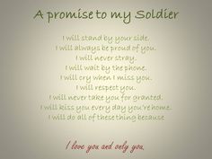 a poem written in green ink on a white background with the words, i love you and my soldier