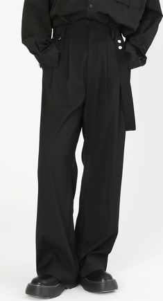 Whether it’s for casual days or formal occasions, it’s time to upgrade your wardrobe with nightcity clothing’s wide leg pleated pants with strap. These lightweight and comfortable pants come with breathable fabric, making them the perfect pair to bring along on your trips. The wide leg fit can be paired with any top, and the strap detail adds a modern twist to any look. Keep your style effortless and comfortable this summer with nightcity clothing’s wide leg pleated pants with strap.
Gender: Men Types Of Pants Men, Wide Fit Pants Men, High Waisted Pants Men, Wide Leg Cargo Pants Outfit, Pleated Pants Men, Dark Academia Pants, Pleated Pants Outfit, Wide Leg Pants Men, Trousers Outfit Men