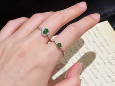 💍A Dainty Green Jade Adjustable Silver Ring💍 💍Ring made with 4mm round jade(style No.1) or 4mm*6mm jade (style No.2) 💍Band made from solid 925 sterling silver 💍Adjustable band!! Style No.1 is great for size ~5.5-8.5; Style No.2 is great for size ~5.5-8 💍Perfect gift when you not sure the size! Jade Engagement Ring Silver, Jade Ring Diamond, Silver Jade Ring, Jade Wedding Ring, Jade Engagement Ring, Jade Wedding, Jade Rings, May Birthstone Rings, Hetian Jade