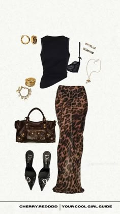 Leopard Print Outfit, Artist Wallpaper, Black White Aesthetic, Elegance Dress, Rich Fashion, Looks Pinterest, Denim On Denim, The Saint