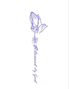 a drawing of a flower with the word happy written on it's side and a beaded necklace hanging from its end