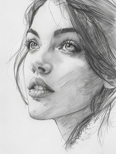 a pencil drawing of a woman's face