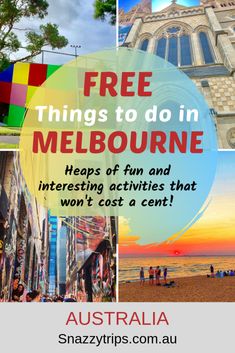 an advertisement for the free things to do in melbourne with images of buildings and people