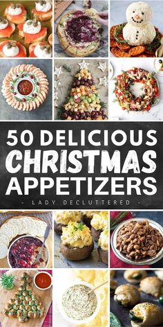 the cover of 50 delicious christmas appetizers