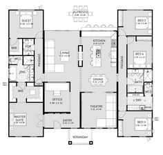 the floor plan for an apartment with three bedroom and two bathroom areas, including one living room