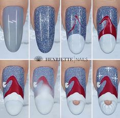 Winter Acrylic Nails, Nail Art Noel, Flag Nails, Ombre Nail Art Designs, Xmas Nail Art, Christmas Gel, Halloween Acrylic Nails, Nail Designs Tutorial, Finger Nail Art