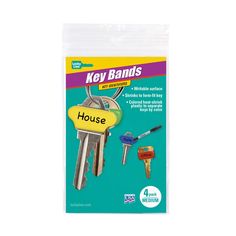 key bands for house keys, 4 - pack