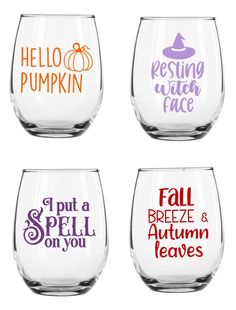 Halloween Wine Glasses Vinyl, Fall Wine Glasses Diy, Autumn Decorating Living Room, Peach Crafts, Thanksgiving Wine Glasses, Fall Wine Glasses, Guide To Self Care, Cute Wine Glasses