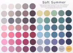 Farbpalette für den Sommertyp passend Soft Summer Fashion, Wardrobe Colour, Dark Summer, Soft Summer Colors, Summer Palette, Summer Color Palette