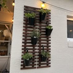 a wall mounted planter on the side of a building