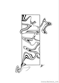 a black and white drawing of the letter l with wavy lines in it's uppercase