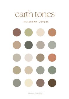 the cover of earth tones instagram covers, with different colors and sizes on it