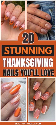 20 Thanksgiving Nails You'll Love Gel Manicure Tips, Nail Art Thanksgiving, Nail Ideas Autumn, Easy Fall Nail Designs, Gel Nails Short, Thanksgiving Nail Ideas, Turkey Nails, Holiday Themed Nails, Thanksgiving Party Ideas