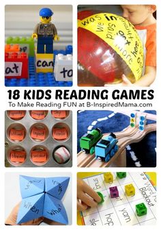 18 Fun Kids Reading Games and Activities to Make Reading More Fun! Perfect for Homeschool or Preschool Make And Take Literacy Activities, Literacy Night Activities Make And Take, Creative Reading Activities, Reading Games For Kids, Family Literacy Night, Fun Reading Activities, Work Games, Games To Make, Family Literacy