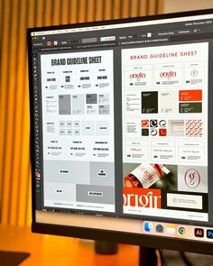a computer screen with an ad on it's side and the words brand guidelines sheet displayed