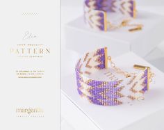 two bracelets with different designs on them sitting on top of a white box next to each other