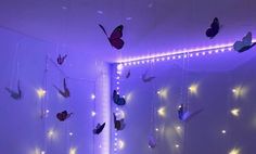 the room is decorated with butterflies and lights