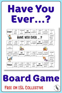 a board game with the words have you ever?