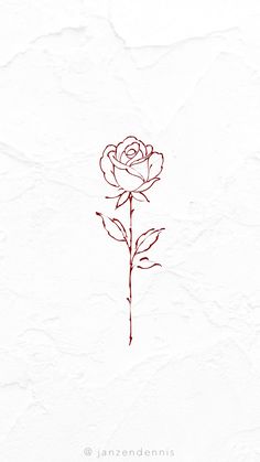 a rose drawn on paper with red ink