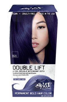 image of product box, double lift color, front side Hair Dye For Dark Hair, Dye For Dark Hair, Deep Purple Hair, Midnight Hair, Violet Vibes, Blue Hair Dye, Splat Hair Color, Dark Hair Dye, Hair Dye Shades