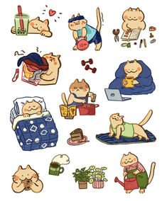 an image of cats on the bed stickers