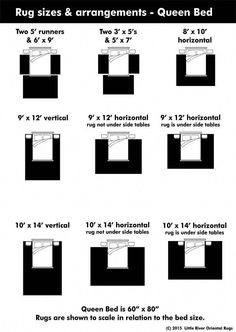 the instructions for rug sizes and arrangements