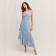 Reposhing This Item I Purchased From @Anastasiaa2z. Loved It, But Ready To Rotate For Something New. Questions? Leave A Comment Below! Pastel Bridesmaids, Pastel Bridesmaid Dresses, Blue Party Dress, Party Dresses Online, Trumpet Skirt, Garden Party Dress, Blue Bridal, Bridal Party Dresses, Reformation Dress