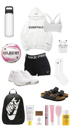 the contents of a women's athletic outfit